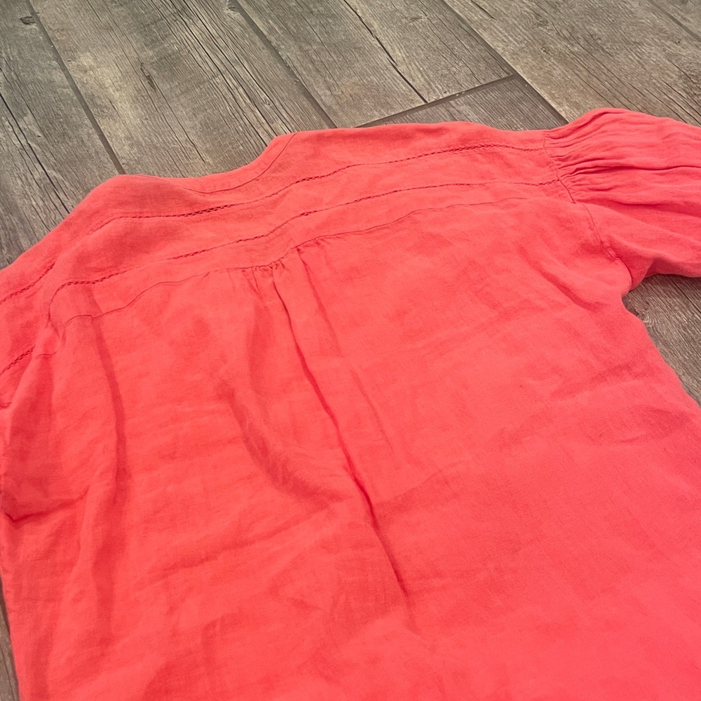 J. Mclaughlin Nylee Linen Mini Dress 3/4 sleeve Pockets Coral dress - Picture 7 of 7